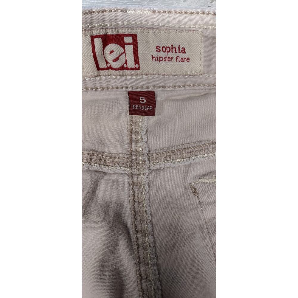 VTG Y2K l.e.i. Sophia Hipster Flare Low Rise Khaki Jeans Size 5 - Picture 8 of 15